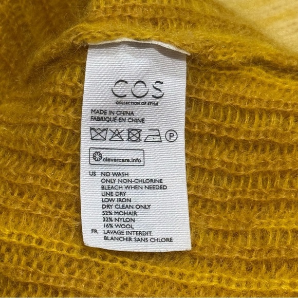 COS Yellow Balayage Long Sleeve Crewneck Mohair Wool Blend Women’s Size XS - Picture 9 of 11